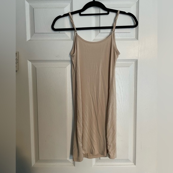 Chic Beige Spaghetti Strap Dress - Picture 3 of 3